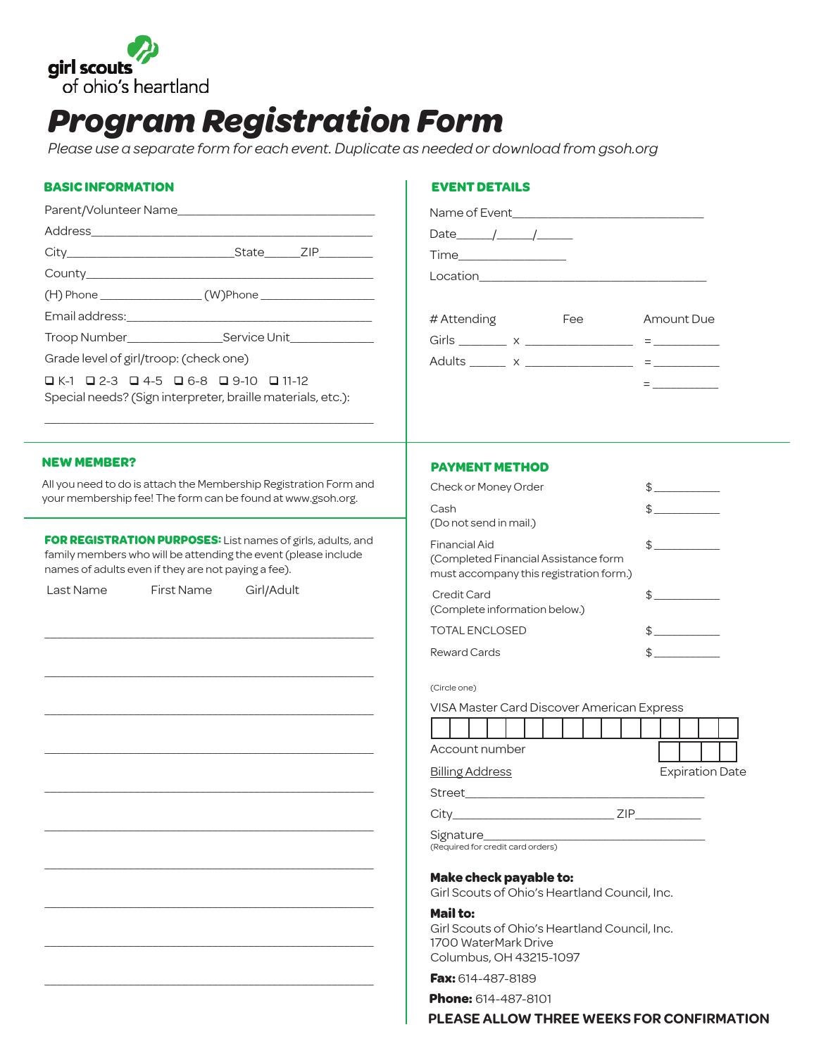 Program registration form by Girl Scouts of Ohio's Heartland Issuu