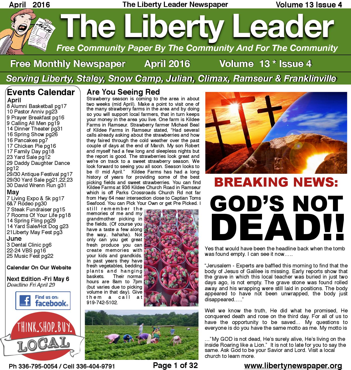 April 2016 Liberty Leader Newspaper by Kevin Bowman Issuu