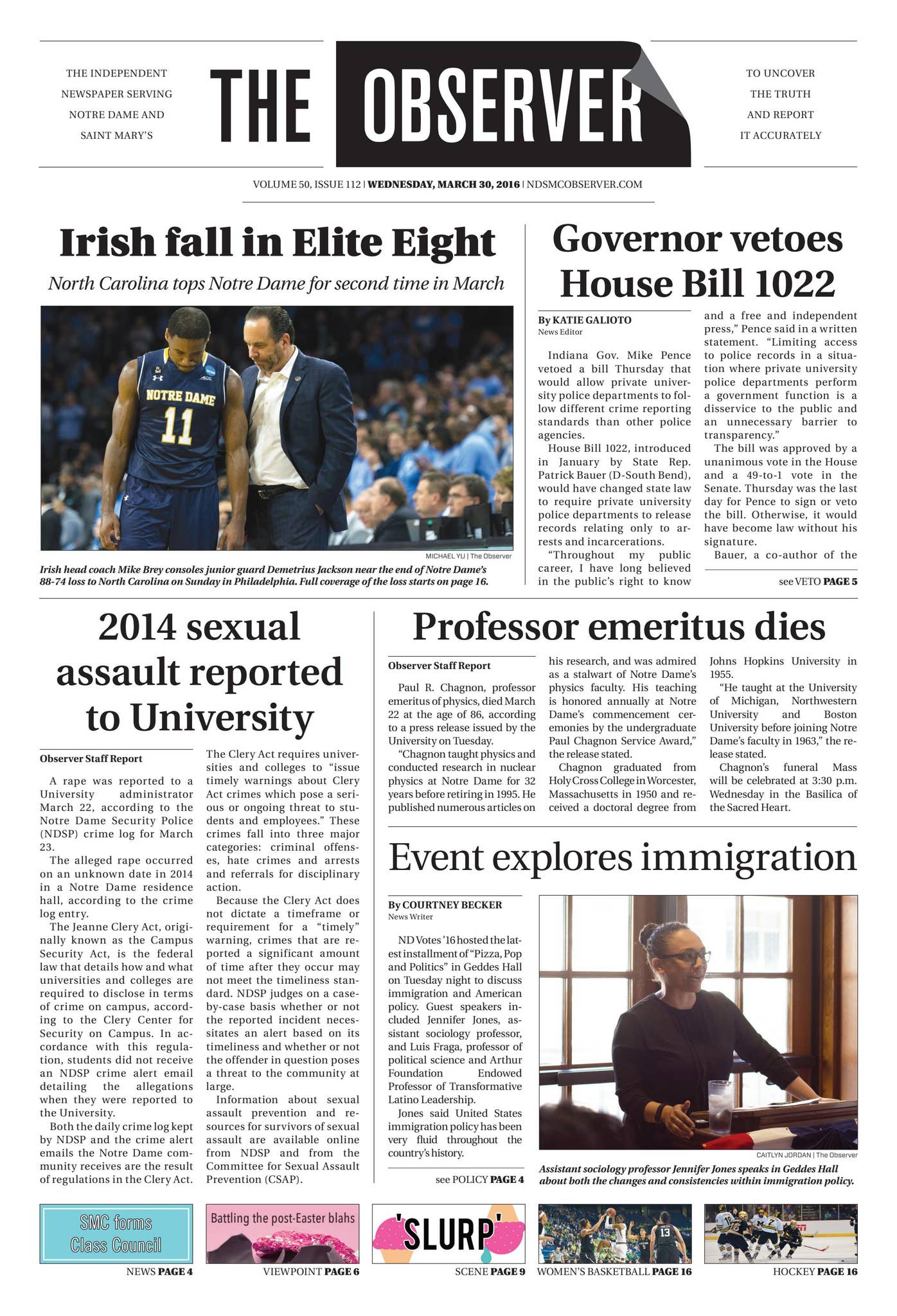 Weekly Observer Print Edition of The Observer for Wednesday, March 30, 2016 by The ...