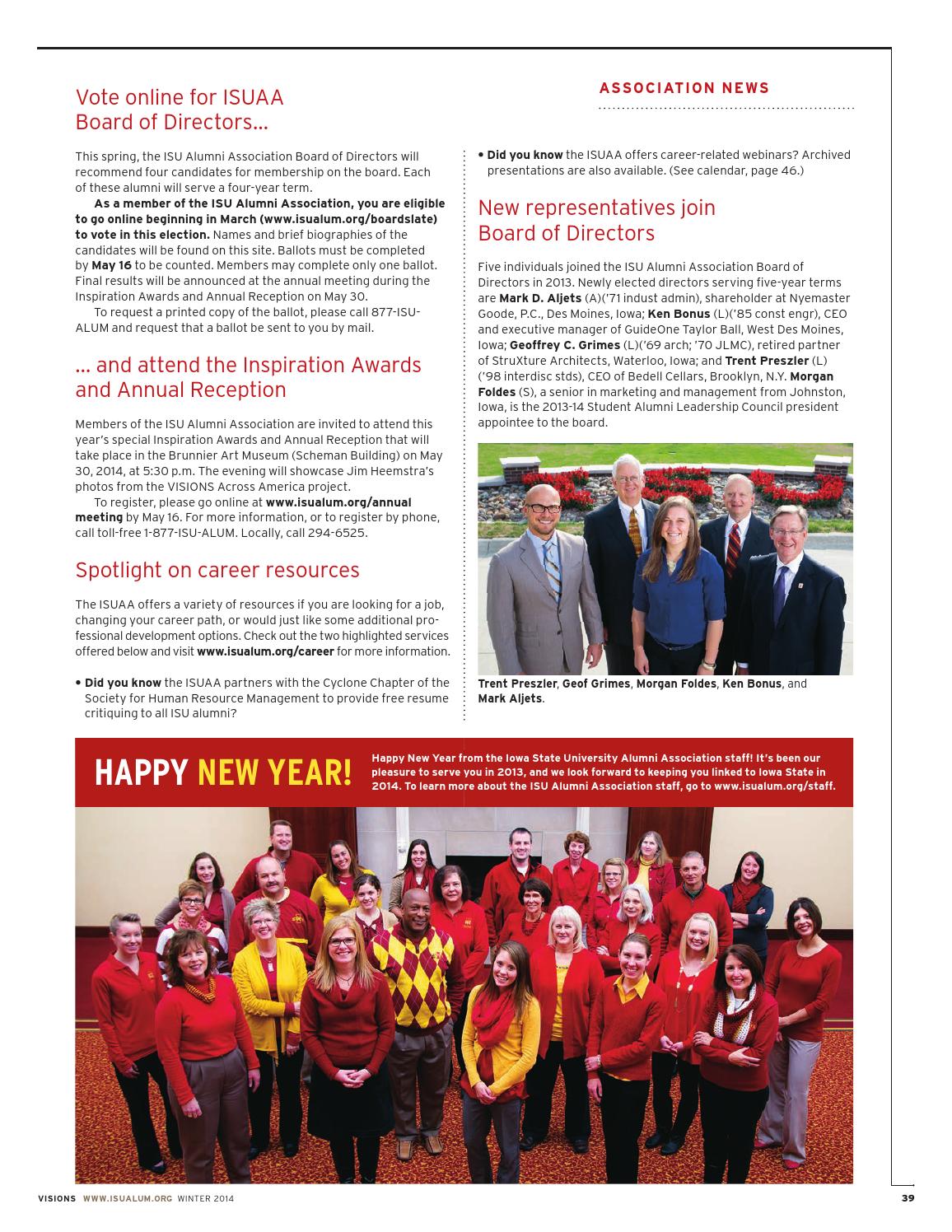 VISIONS Magazine Winter 2014 Issue by Iowa State University Alumni