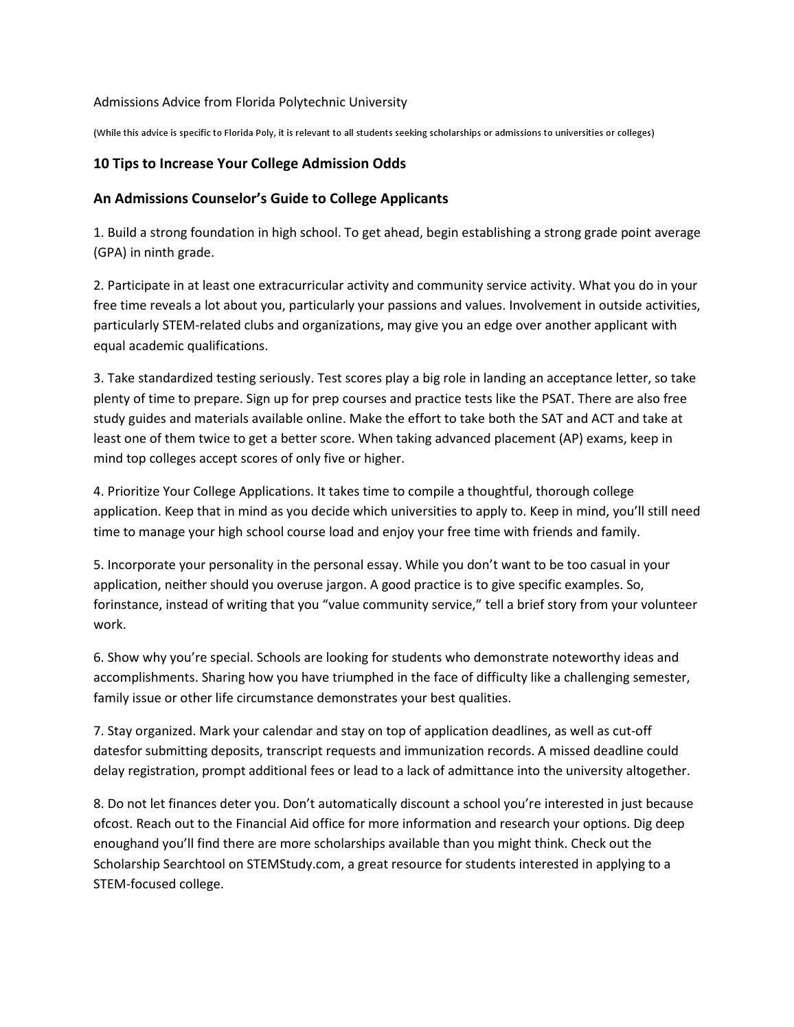 10 tips to increase your college admission odds by Academy Publishing ...