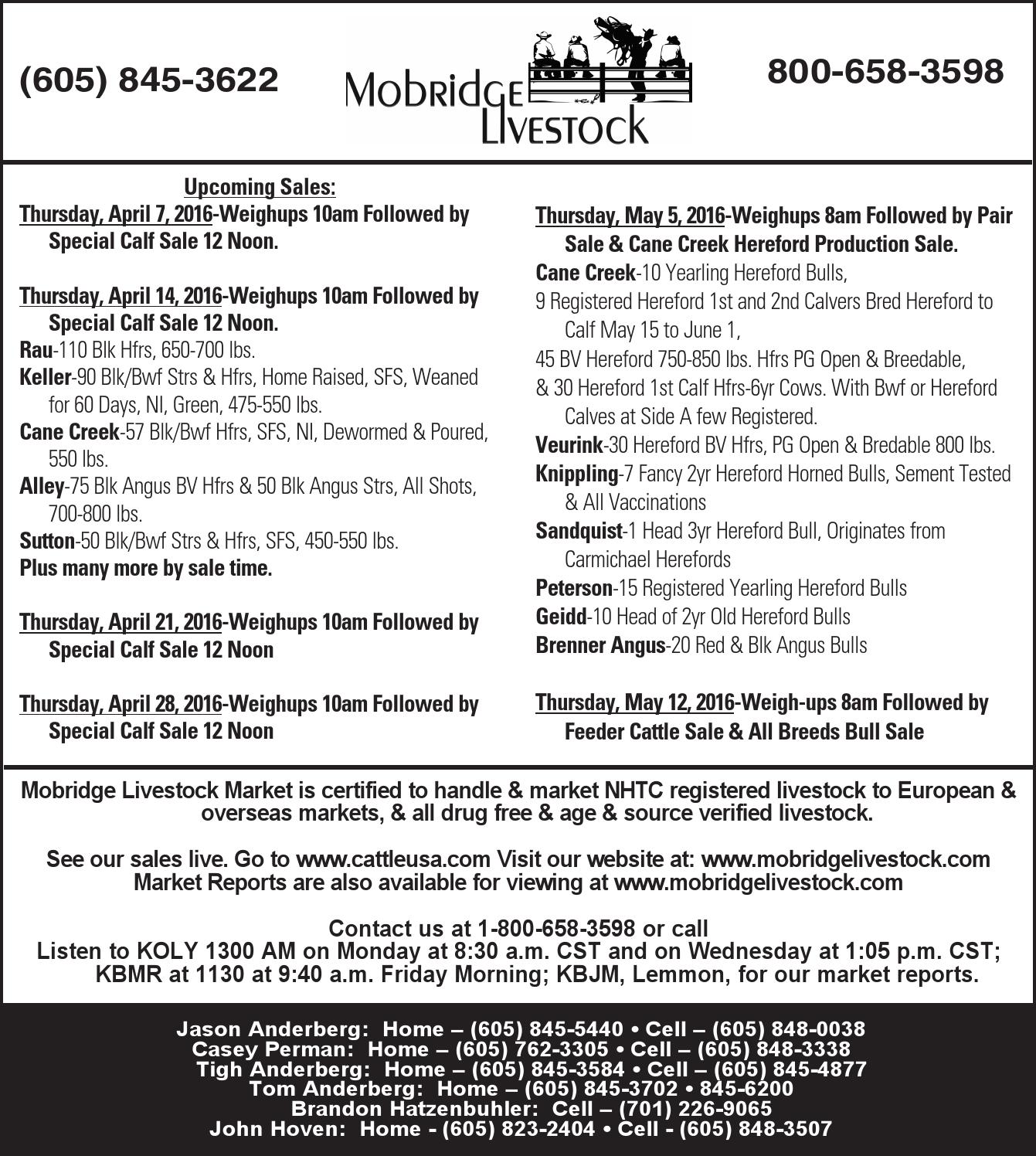 Mobridge Livestock by TriState Livestock News Farmer & Rancher