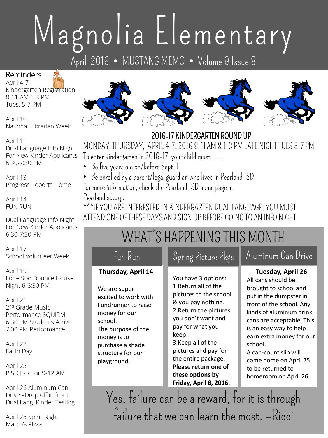 Magnolia Elementary Newsletter by Pearland ISD - Issuu