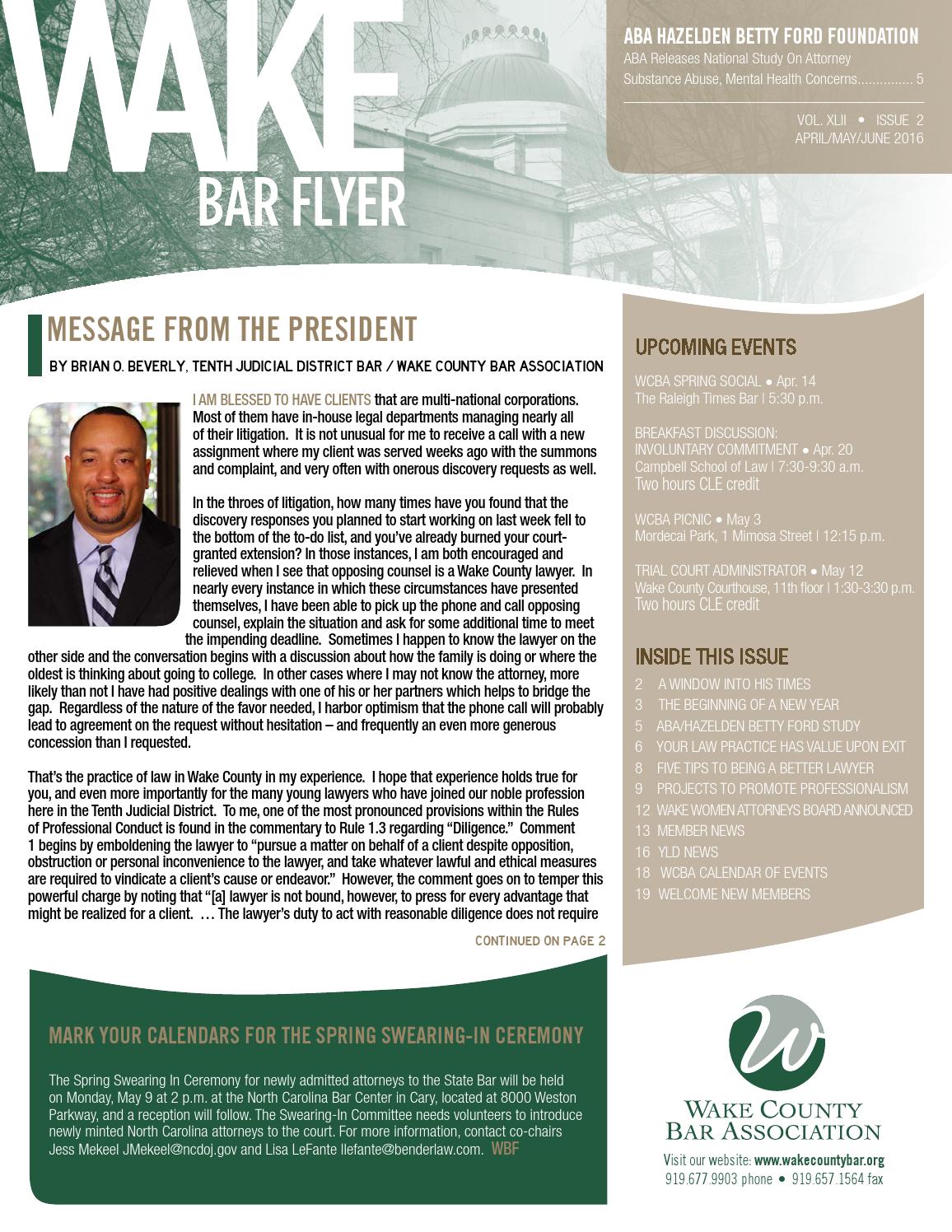 Second Quarter 2016 by Wake County Bar Association - Issuu