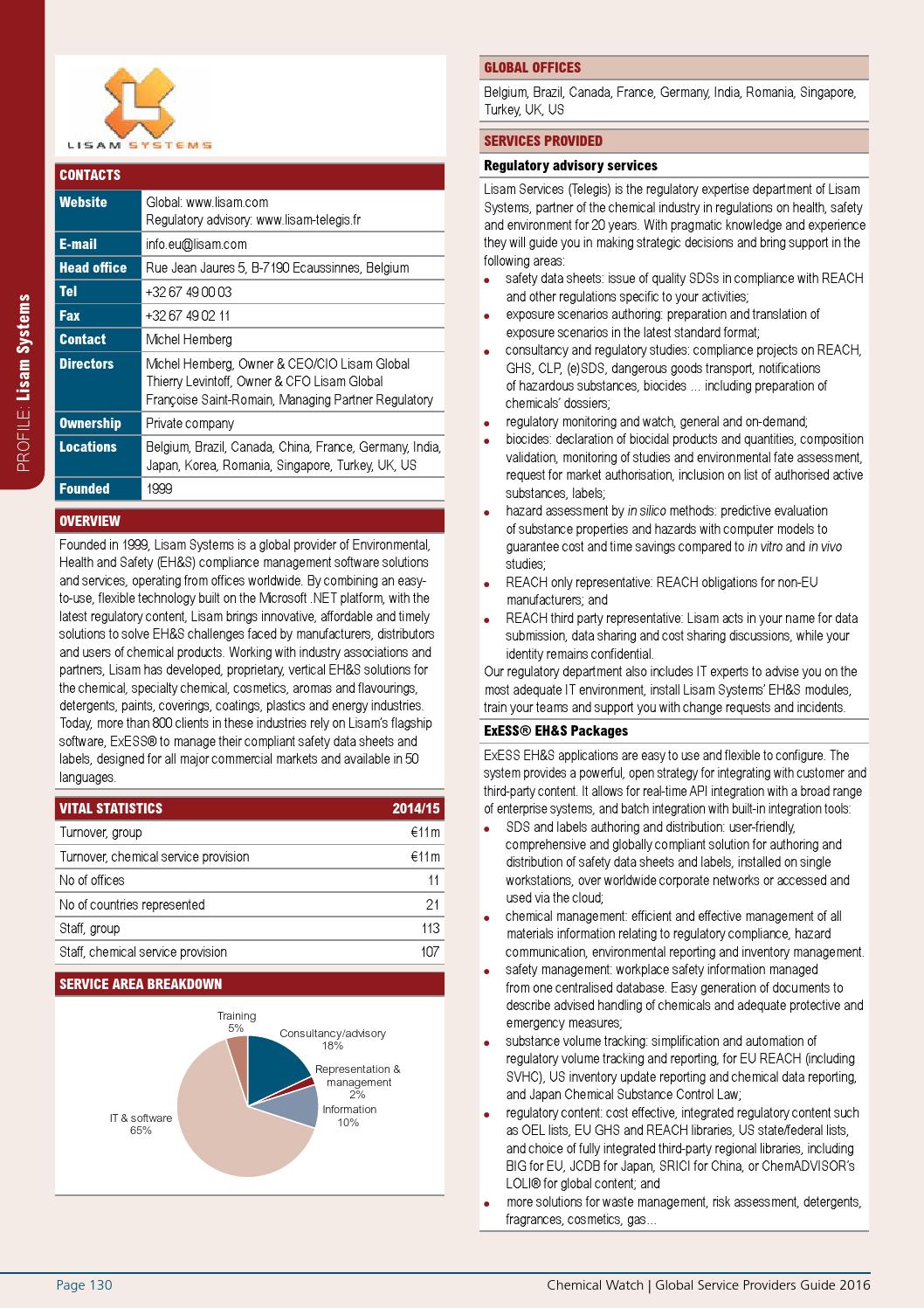 Chemical Watch Service Providers Guide 2016 by Chemical Watch Issuu