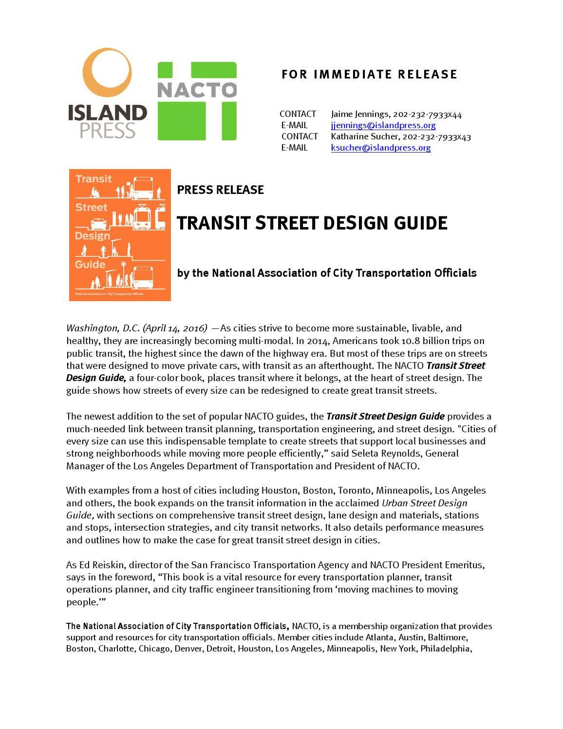 Naco Transit Design Guide NACTO Transit Street PR by Island Press - Issuu
