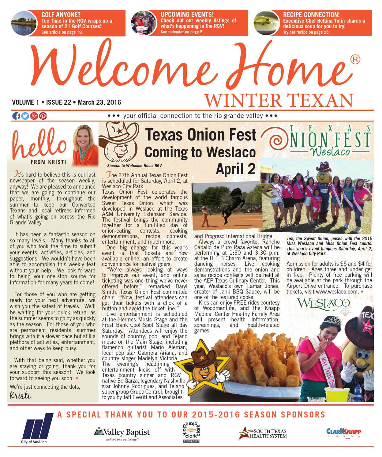 Home Winter Texan Issue 22 March 23, 2016 by Kristi Collier