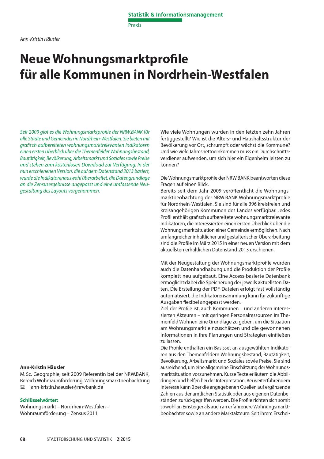 Stadtforschung Statistik Ausgabe 2 2015 By Schibri Verlag Issuu