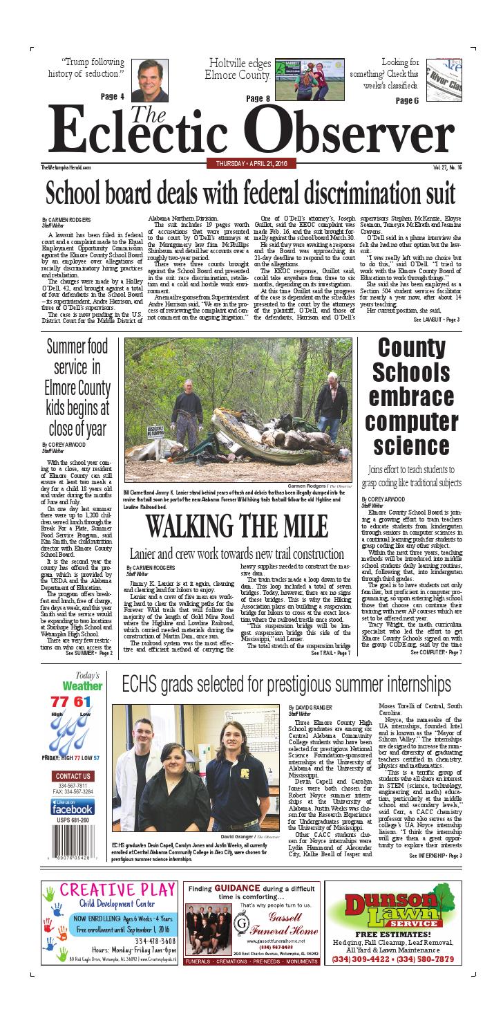 April 21, 2016 Eclectic Observer by Tallapoosa Publishers Issuu