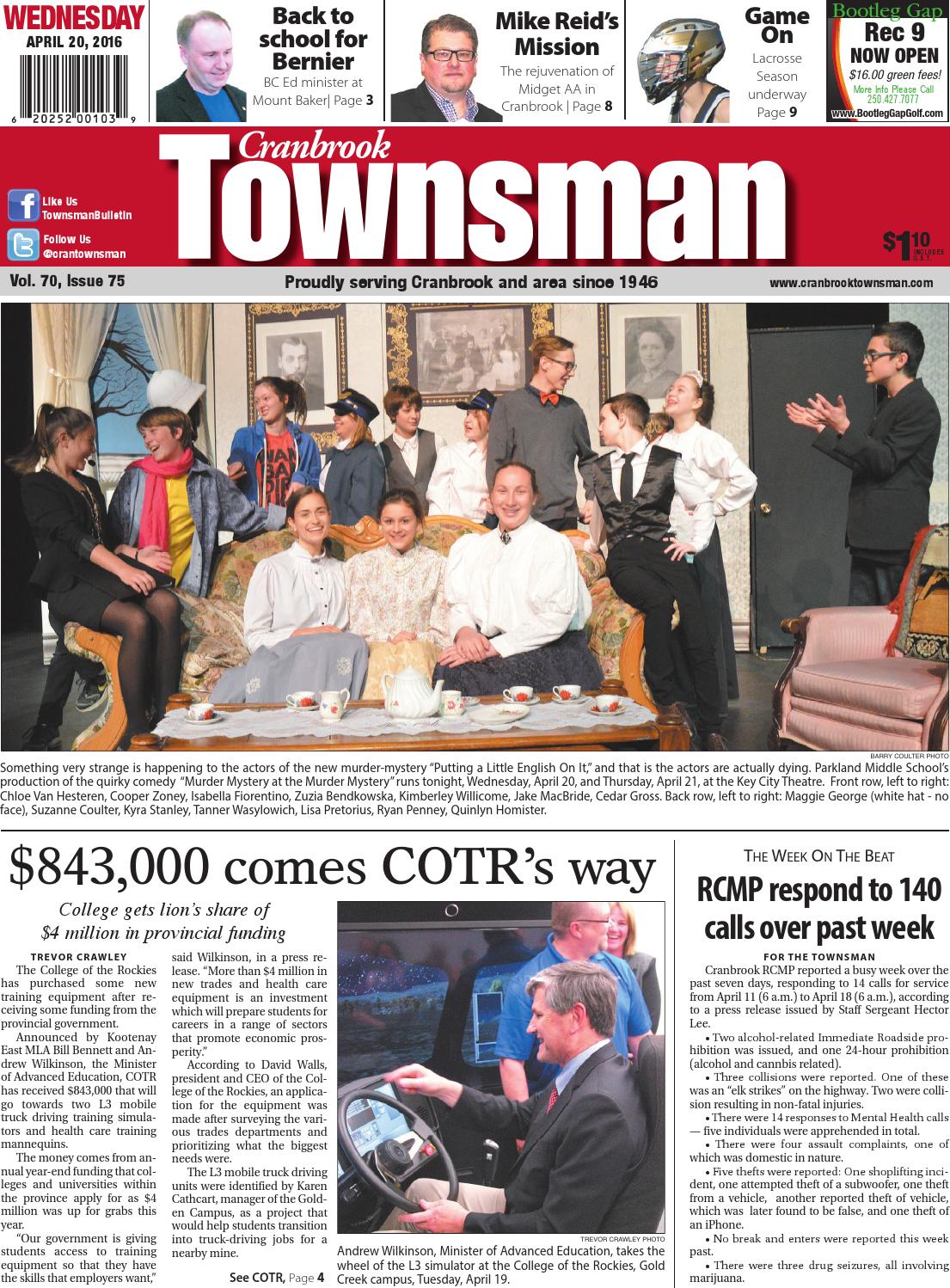 Cranbrook Daily Townsman, April 20, 2016 by Black Press Media Group - Issuu