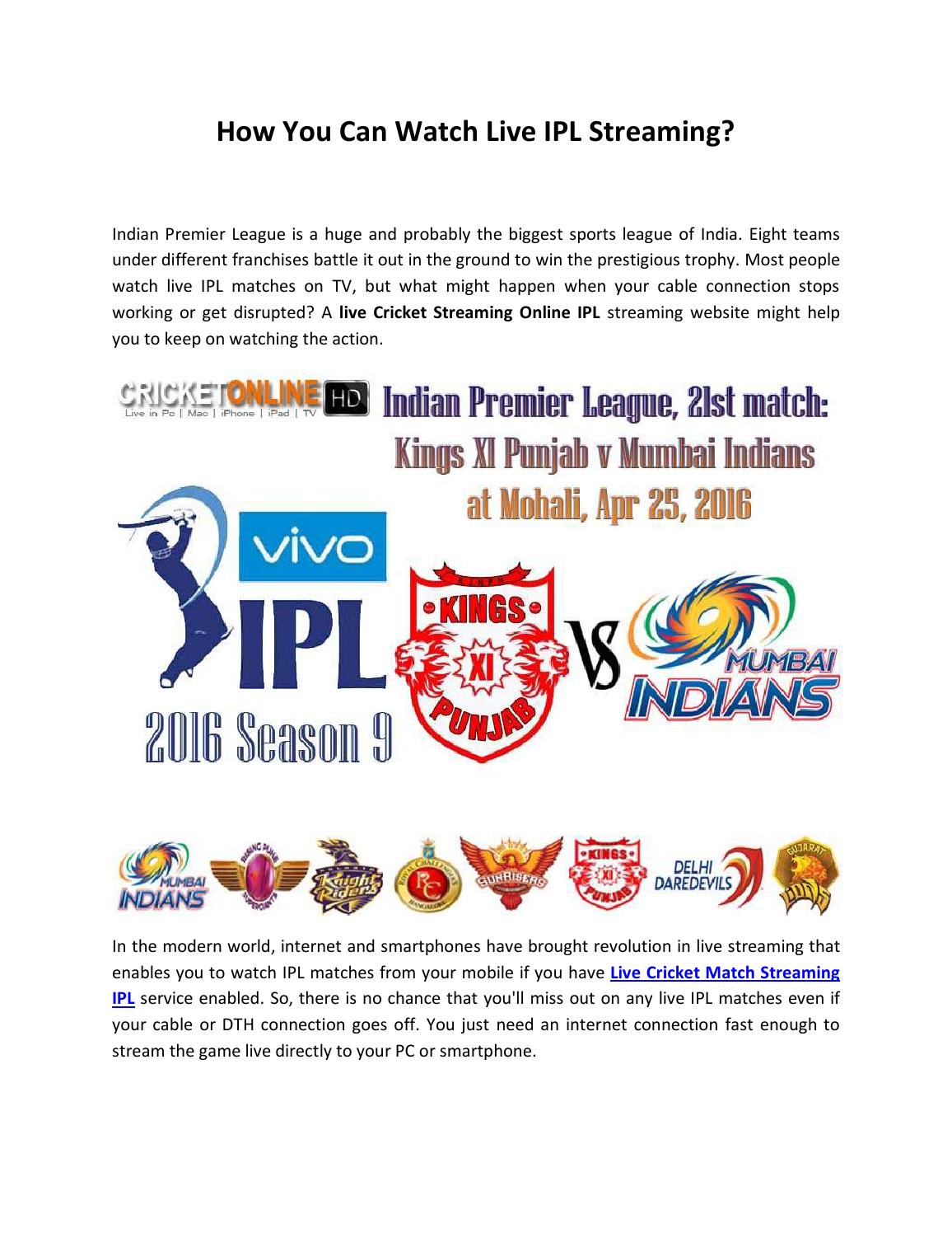 live ipl streaming match today