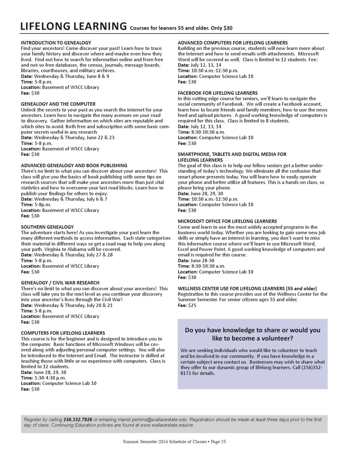 2016 Summer Schedule by Wallace State Community College Issuu
