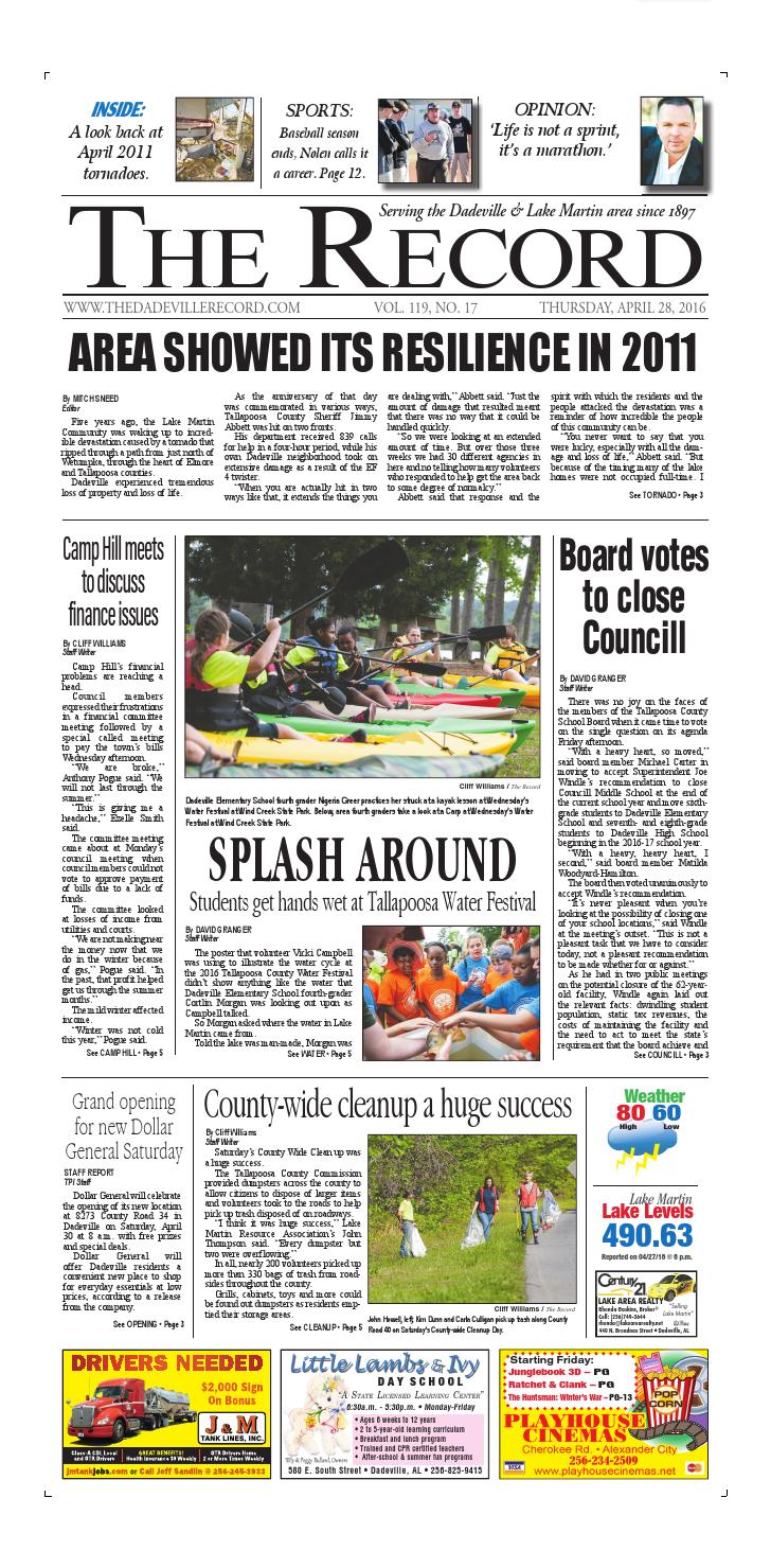 April 28, 2016 Dadeville Record by Tallapoosa Publishers Issuu
