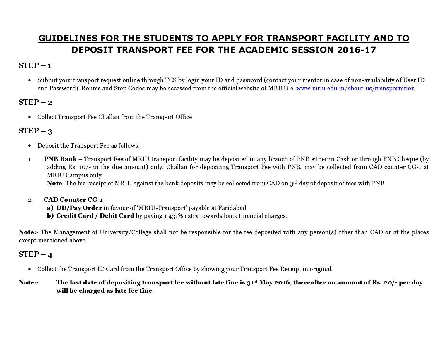 guidelinesforstudentsontransportfeedeposit by Manav Rachn