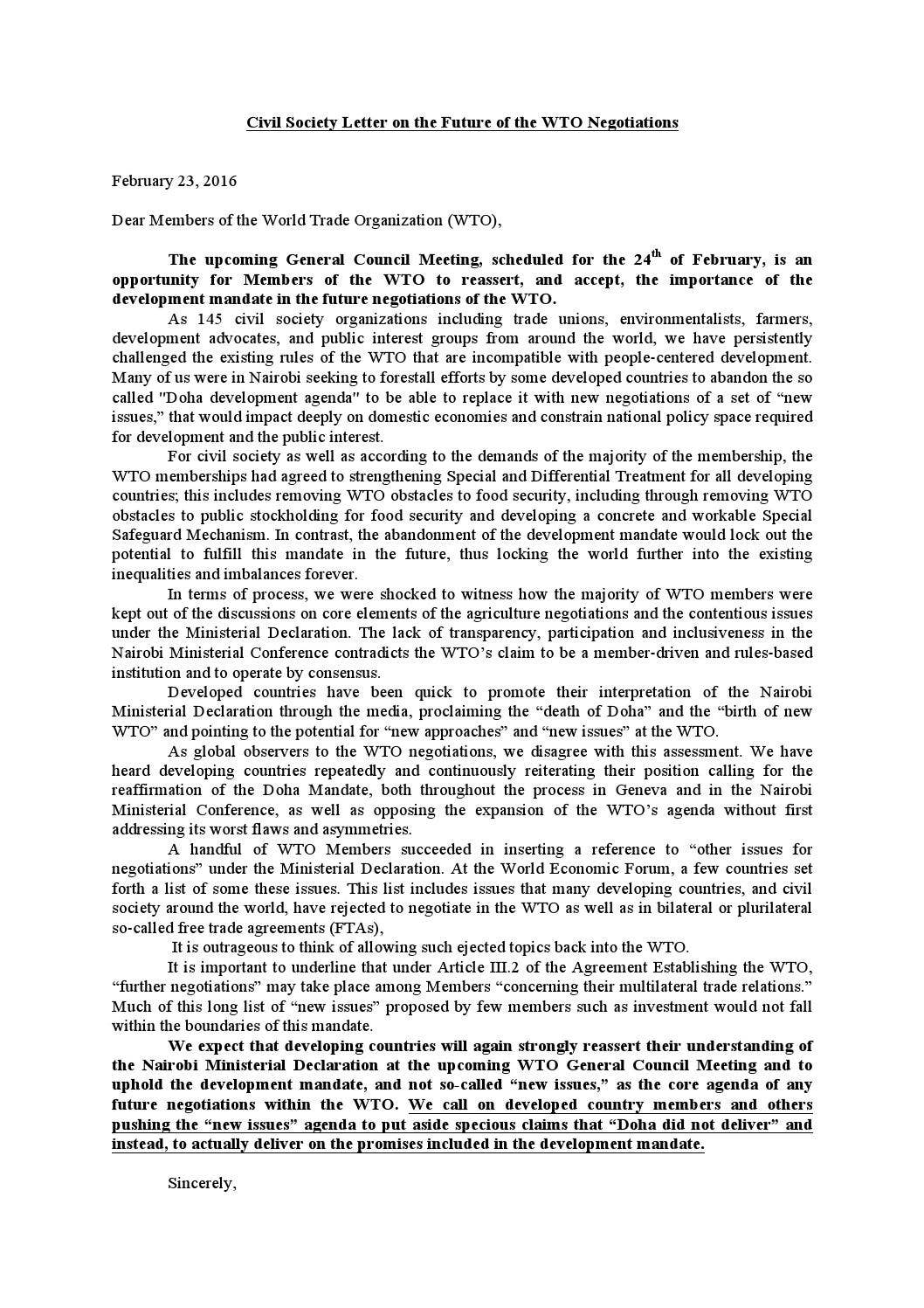 Civil Society Letter on the Future of the WTO Negotiations by Public ...