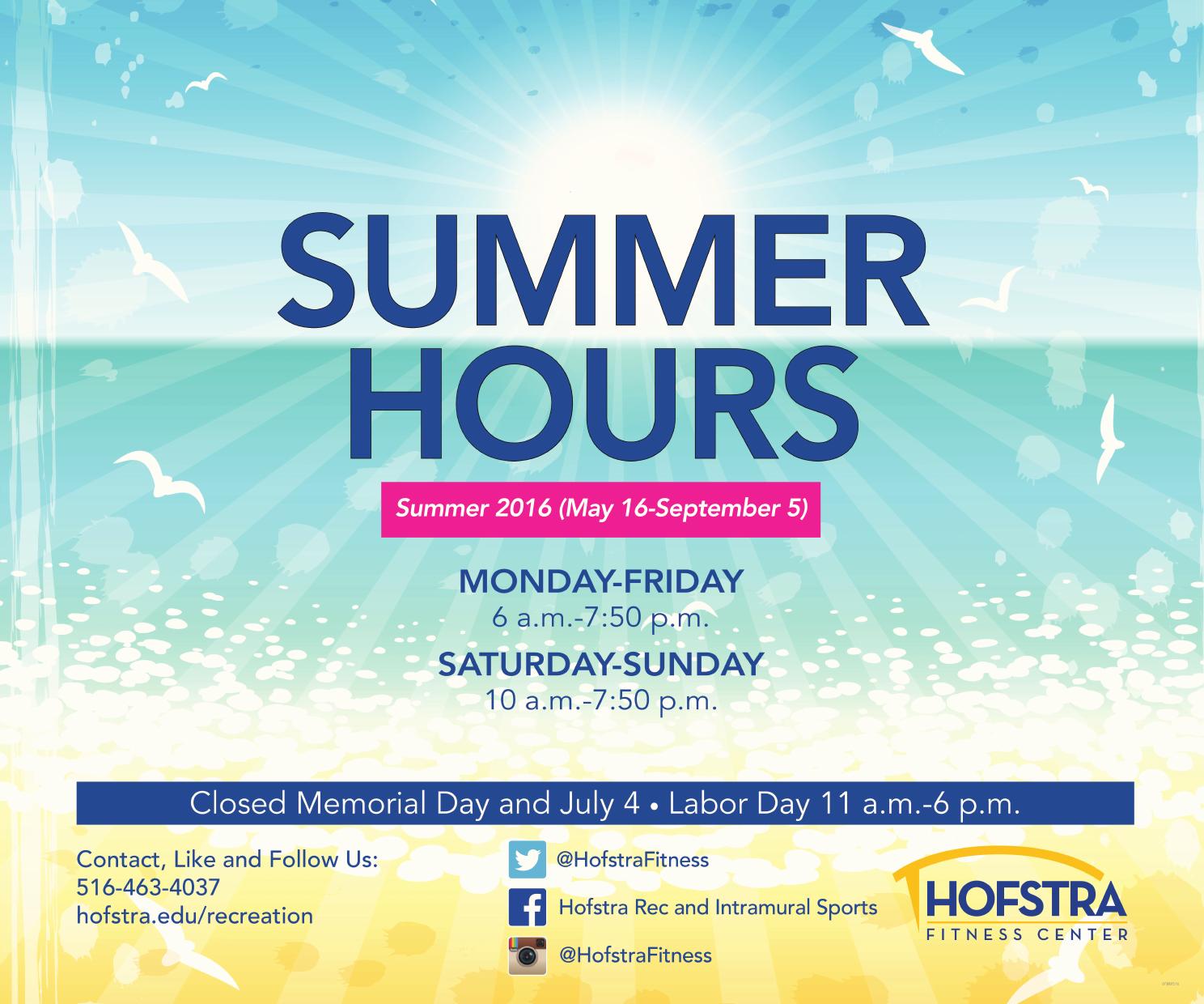 2016 Fitness Center Summer Hours by Hofstra University Issuu