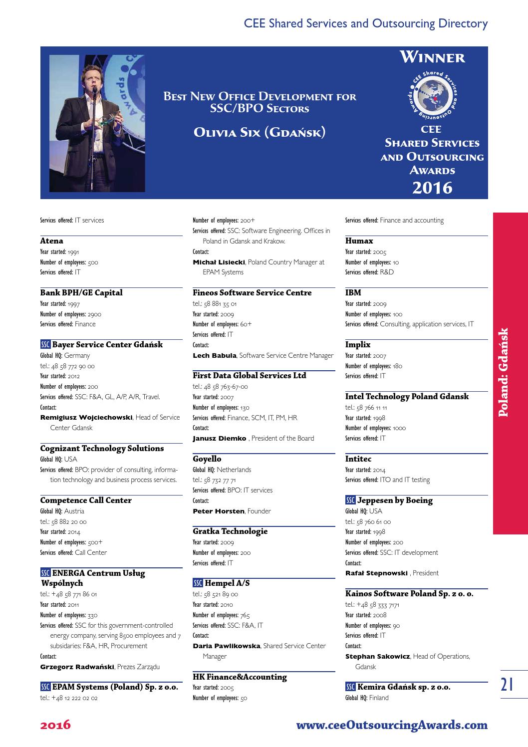Cee Shared Services And Outsourcing Directory 2016 By