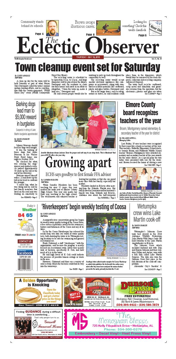 May 19, 2016 Eclectic Observer by Tallapoosa Publishers Issuu