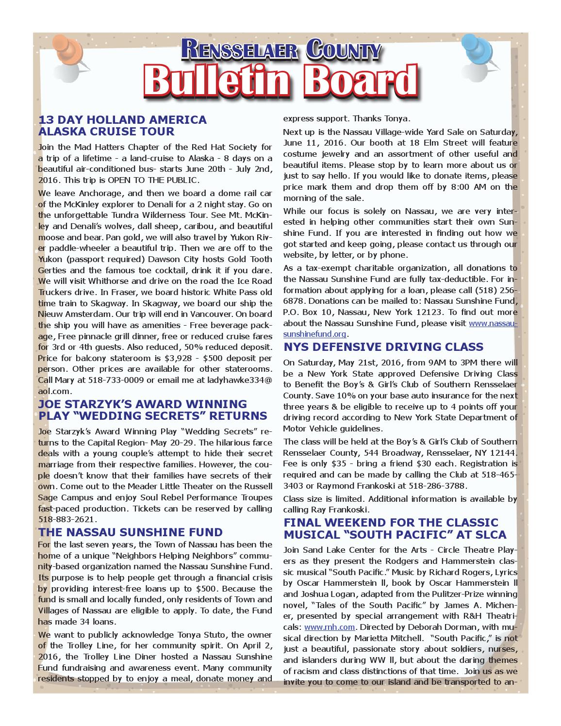 Rensselaer County Bulletins 051916 by Capital Region Weekly Newspapers