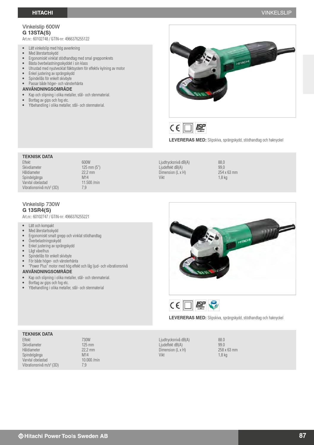 Katalog hitachi elverktyg tillbehör 2016 by 874613 Issuu