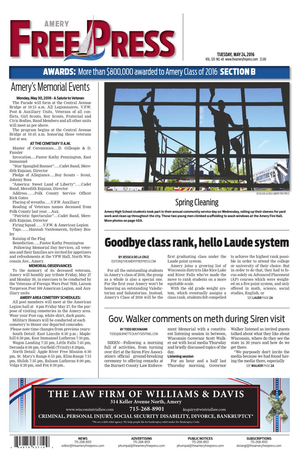 Afp 05 24 16 By Amery Free Press