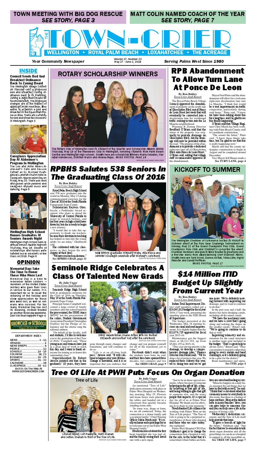 TownCrier Newspaper May 27, 2016 by Wellington The Magazine LLC Issuu