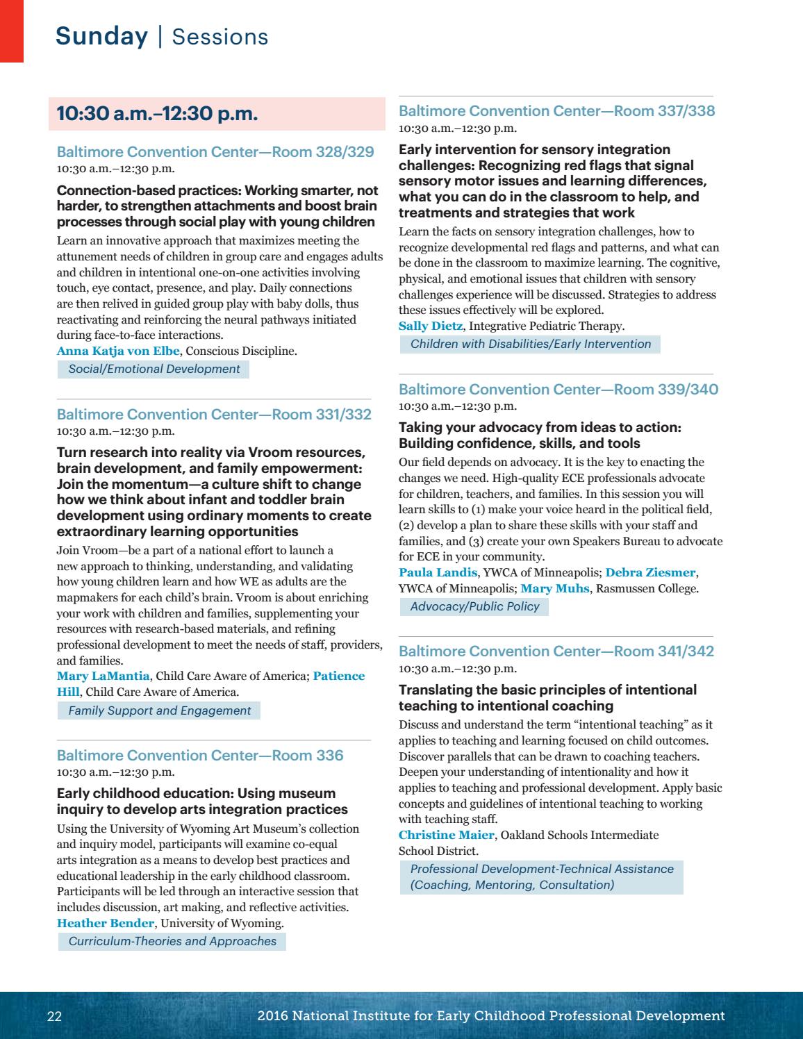 NAEYC 2016 National Institute for Early Childhood Professional Development Final Program by