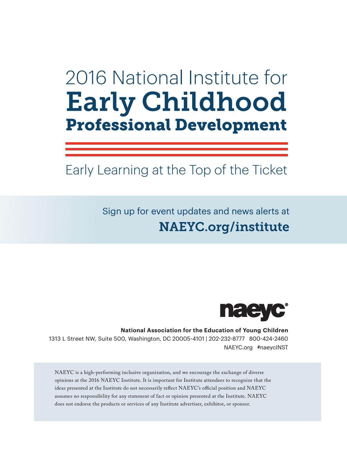 NAEYC 2016 National Institute for Early Childhood Professional Development Final Program by