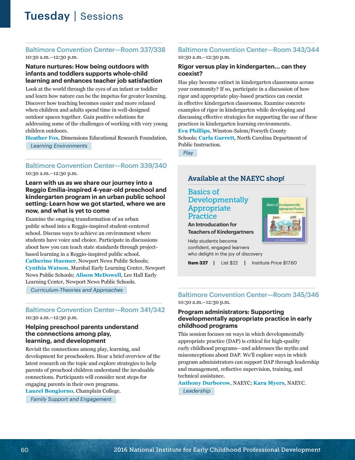 NAEYC 2016 National Institute for Early Childhood Professional Development Final Program by