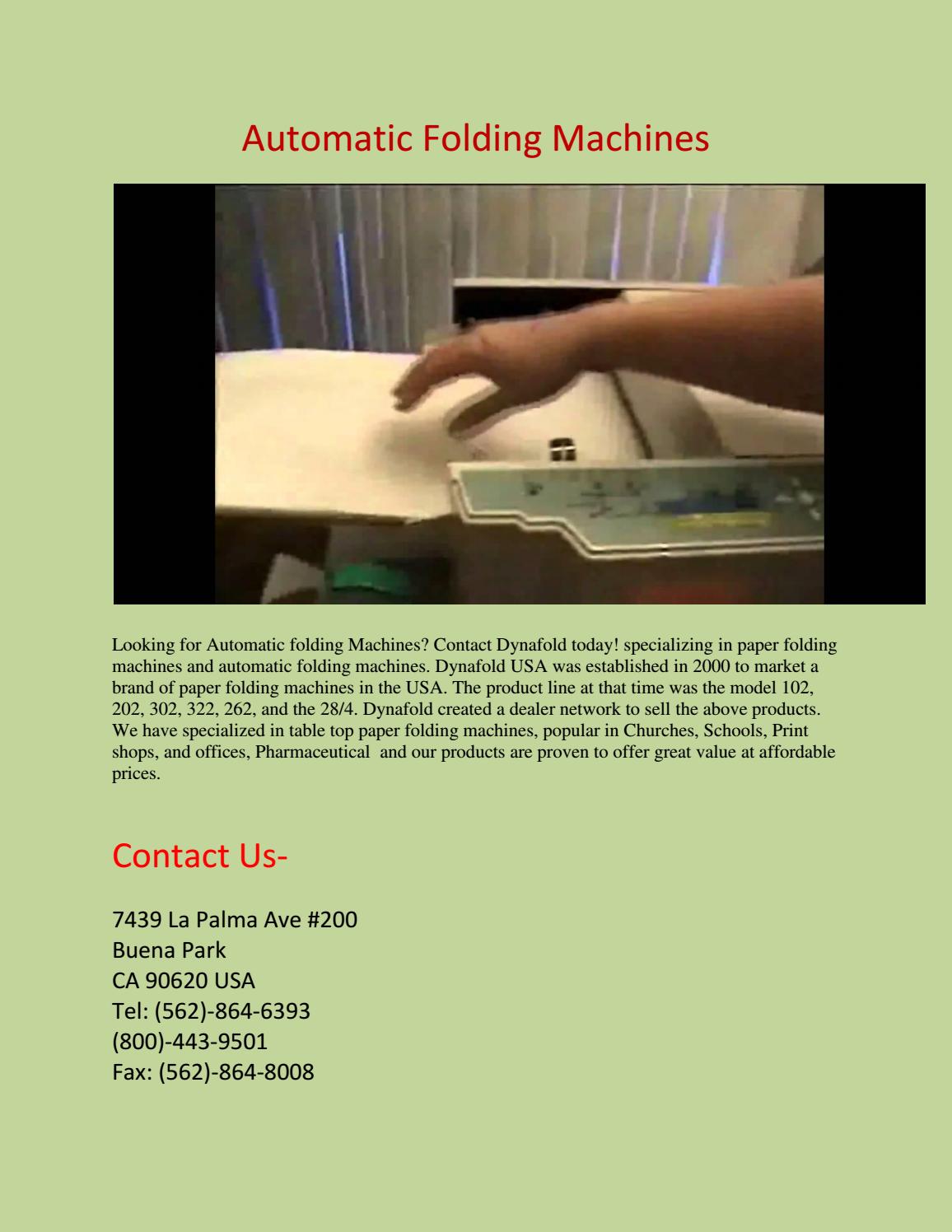 Automatic folding machines by DynaFold Issuu