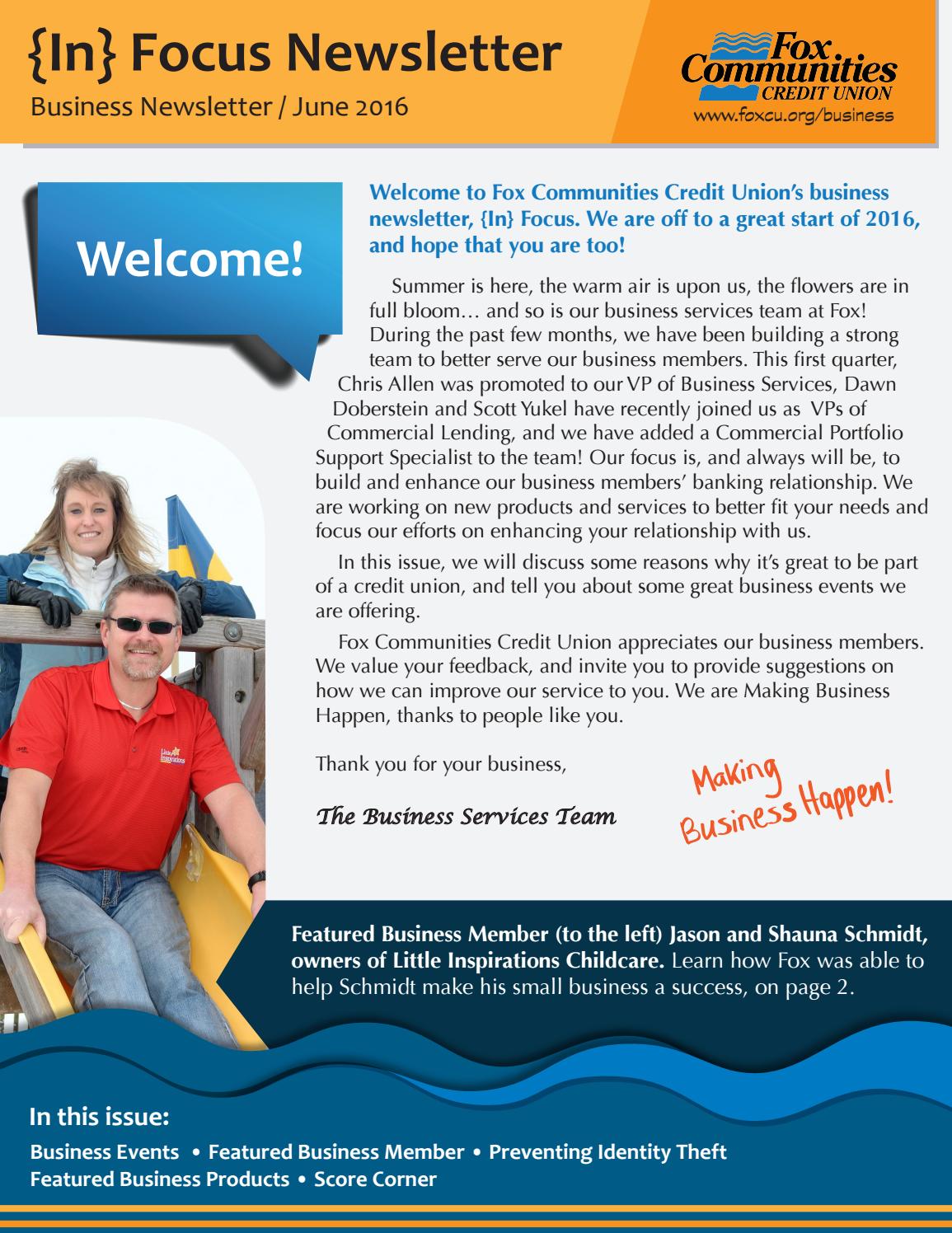 {In} Focus Business Newsletter - June 2016 by Fox Communities Credit ...