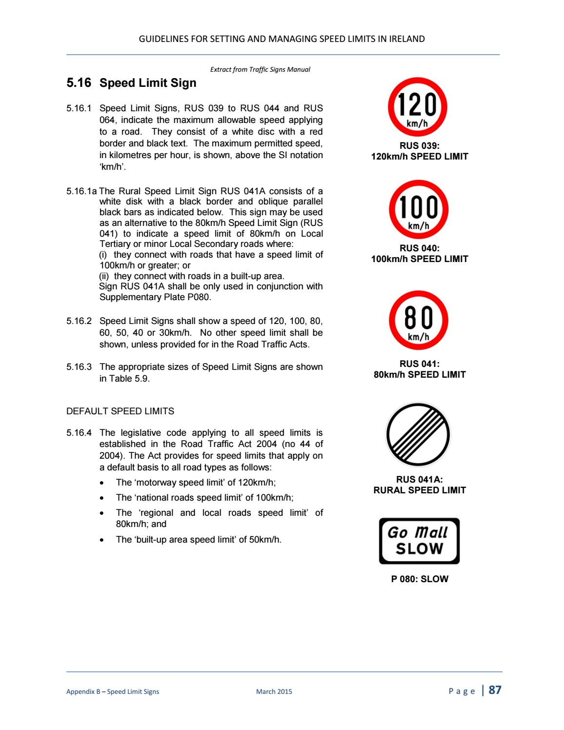 Guidelines for Setting and Managing Speed Limits in Ireland by Sligo