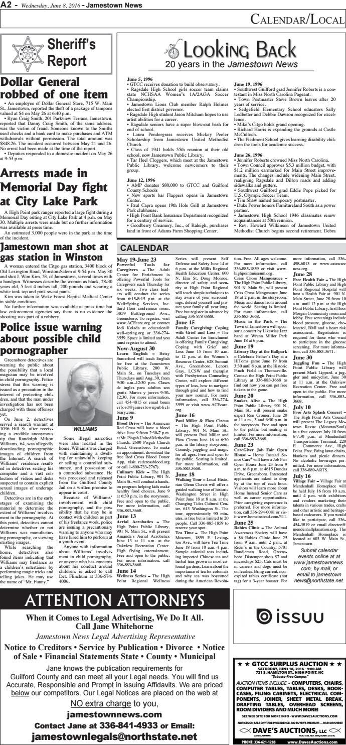 Jamestown news 6 8 16 by Jamestown News Issuu