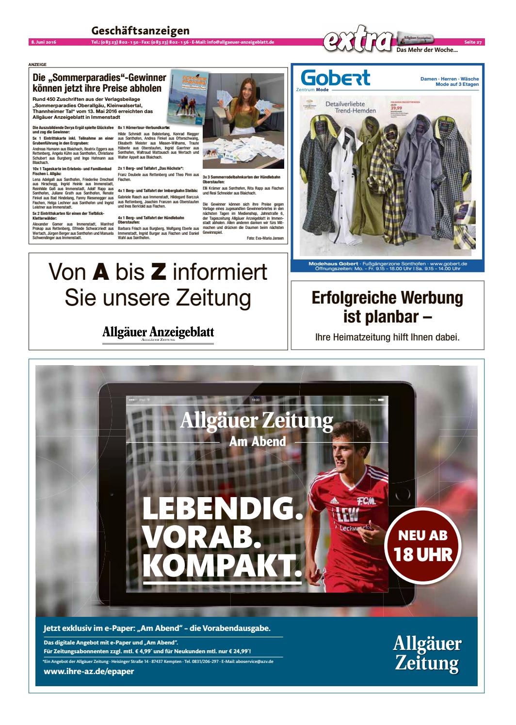 Extra Immenstadt Vom Mittwoch 8 Juni By Rta Design Gmbh Issuu