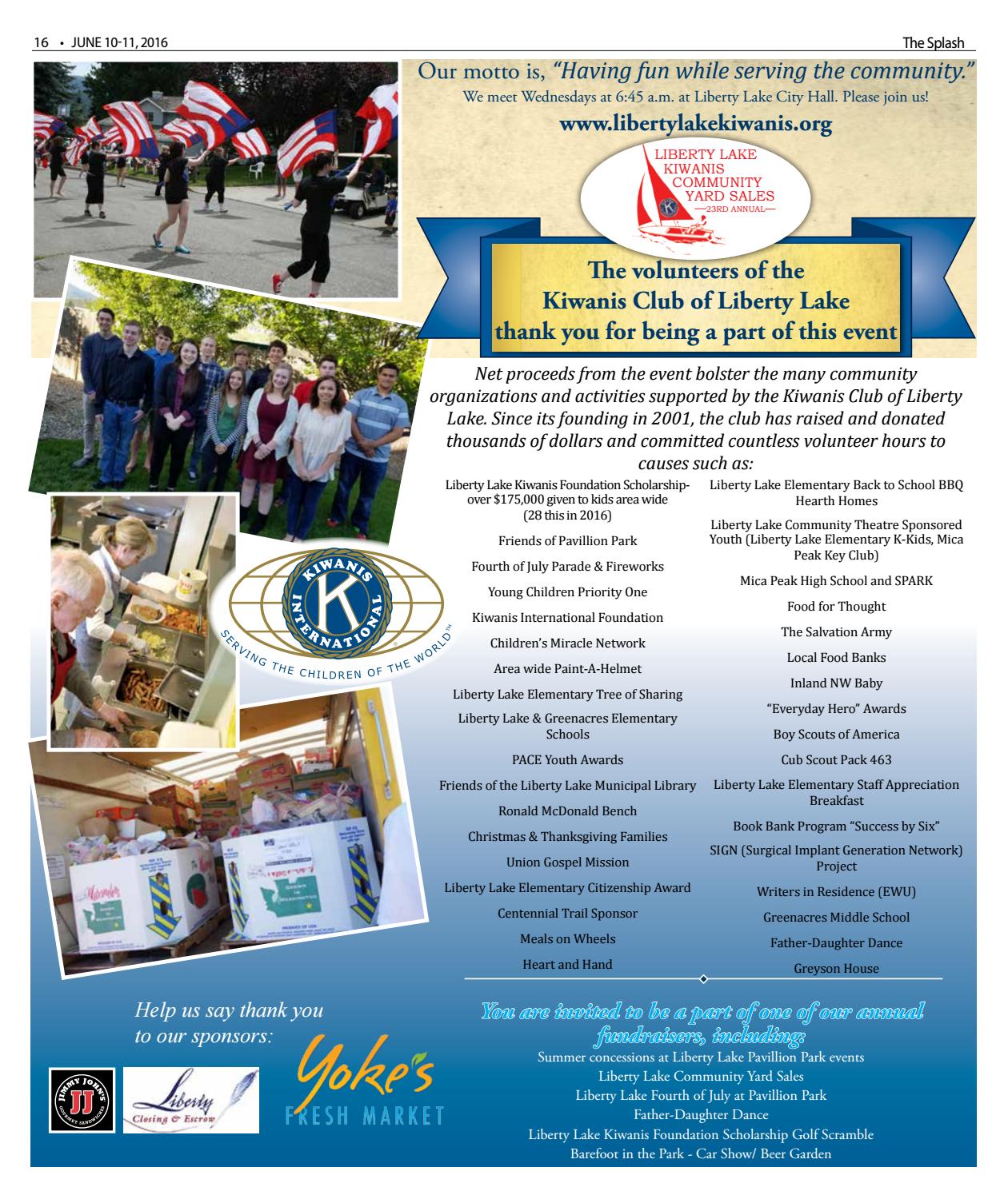 2016 Liberty Lake Kiwanis Community Yard Sale Guide by The Liberty Lake