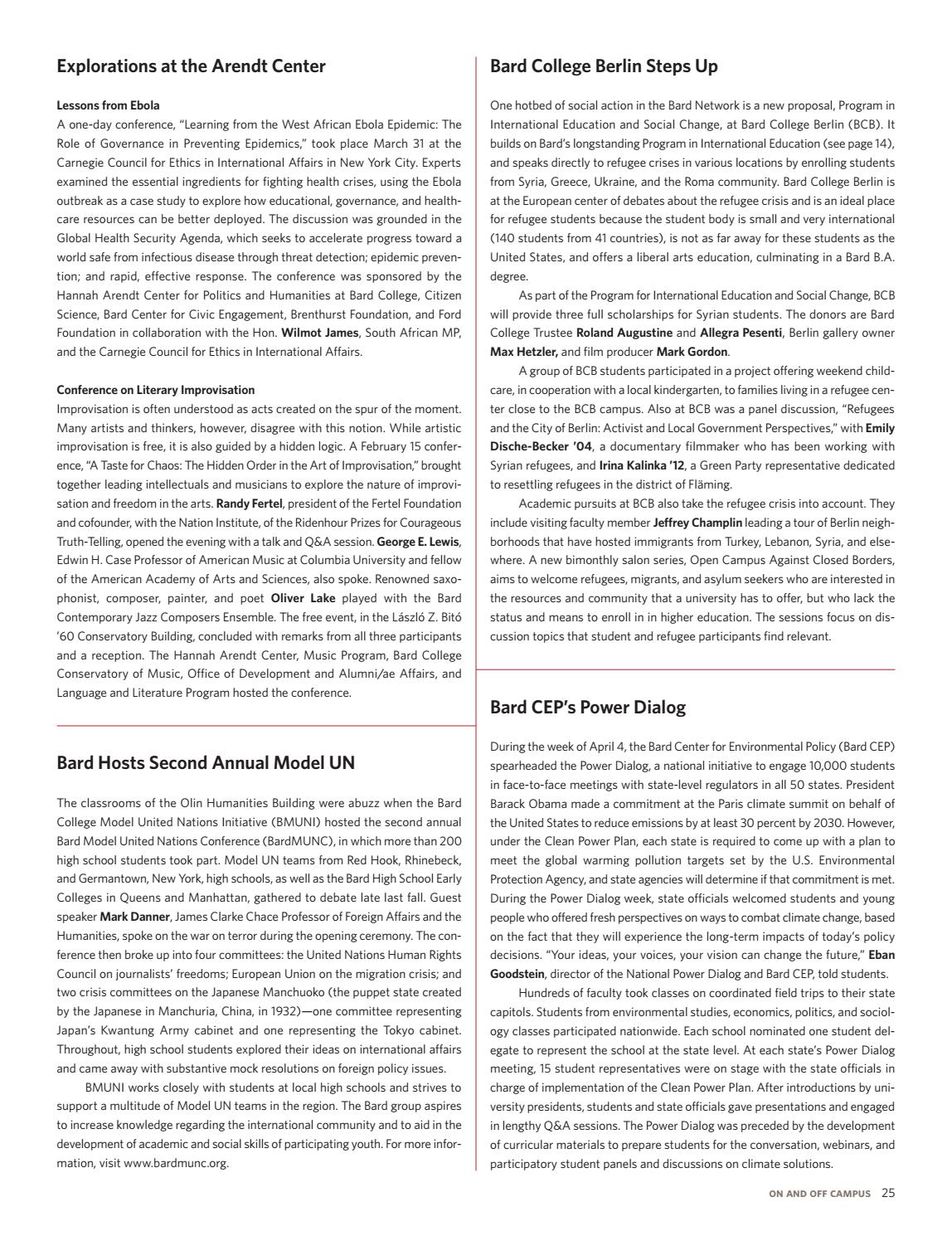 Spring Bardian 2016 by Bard College Bardian Issuu