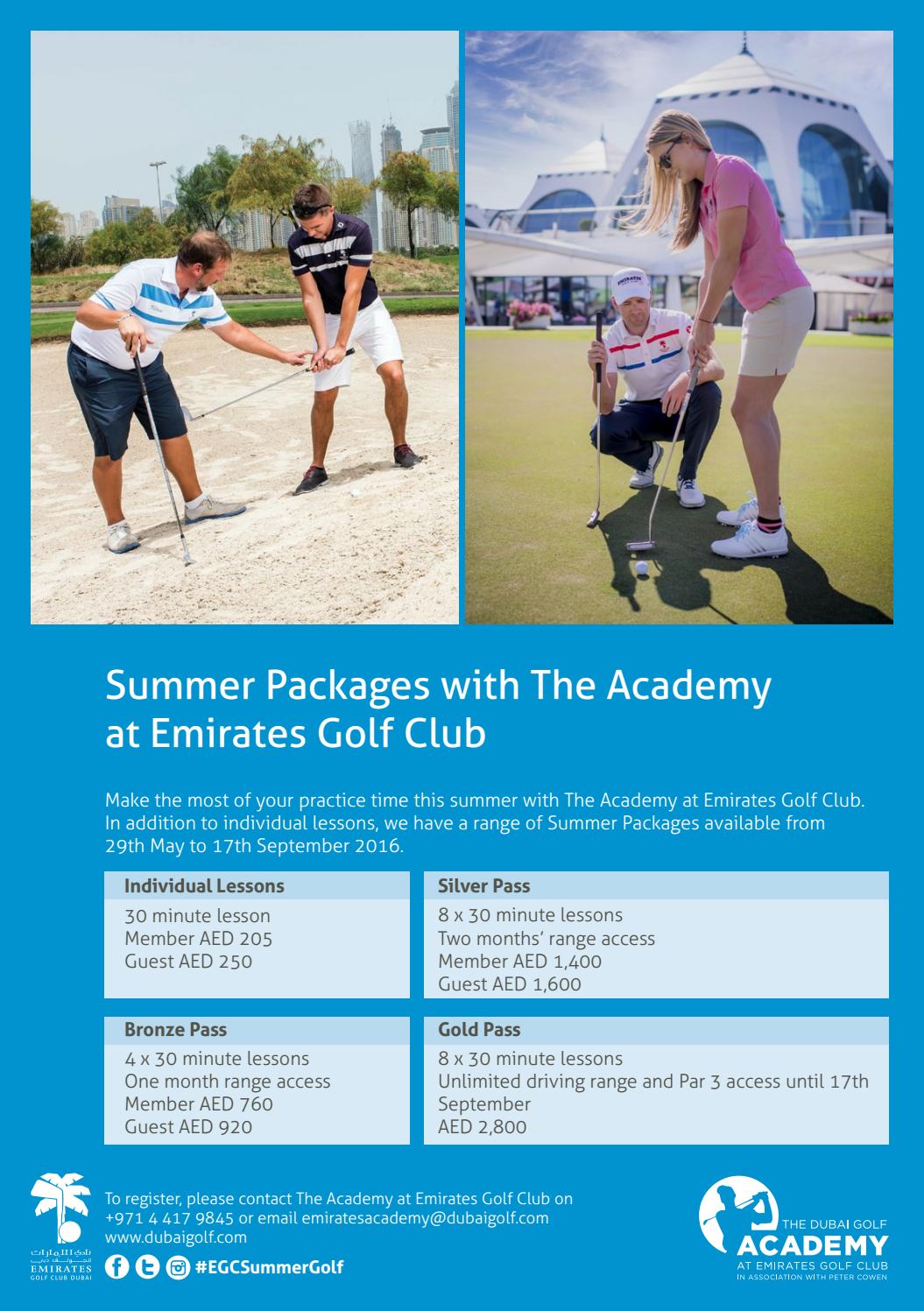 Summer Packages with The Academy at Emirates Golf Club by Dubai Golf