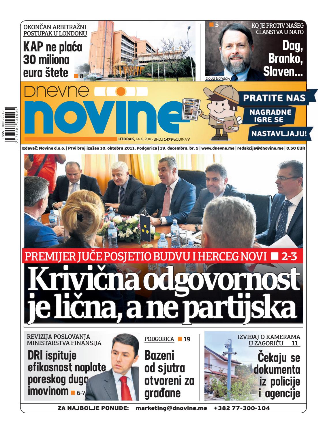 Dnevne novine 14. jun 2016. by Dnevne Novine - Issuu