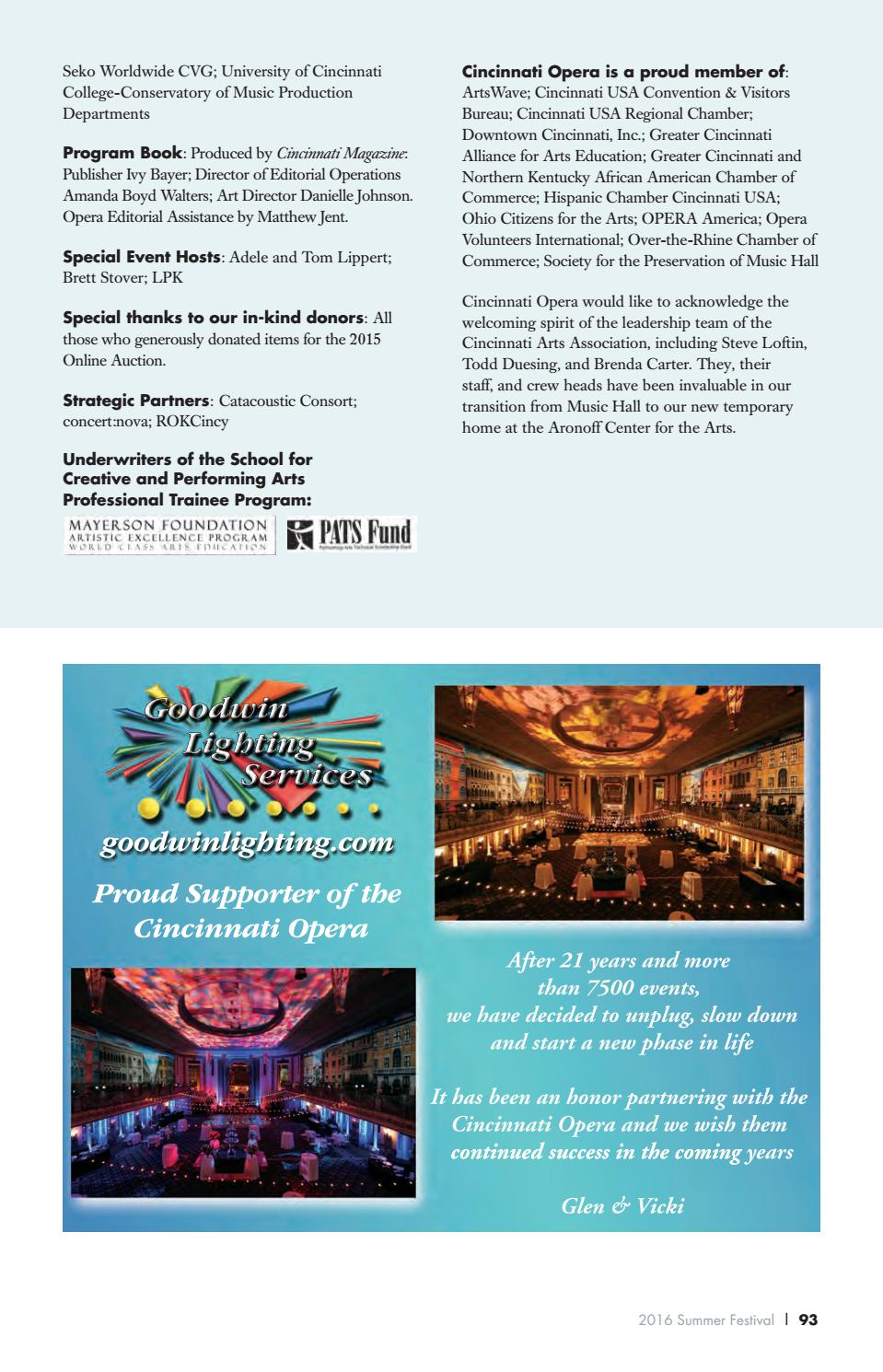 2016 Cincinnati Opera Program Book by Cincinnati Opera Issuu