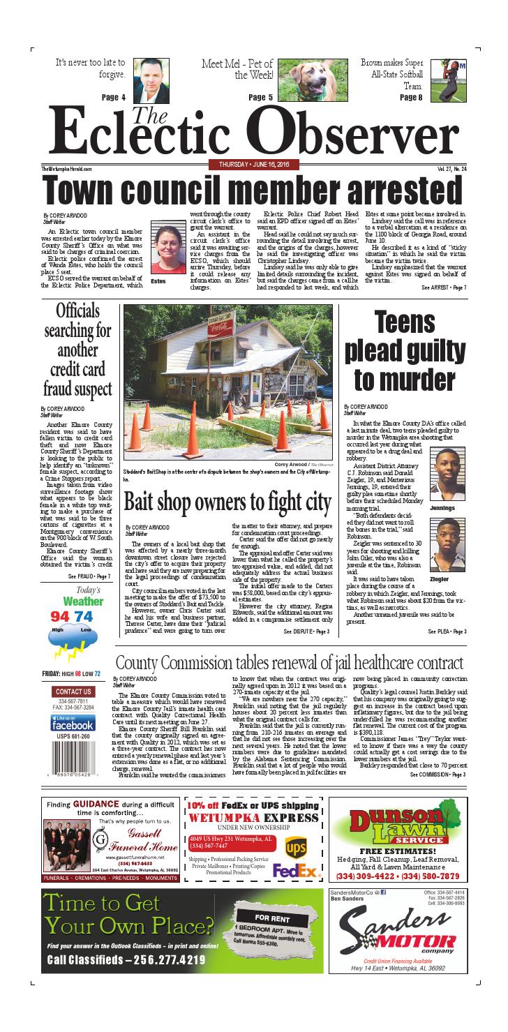 June 16, 2016 Eclectic Observer by Tallapoosa Publishers Issuu