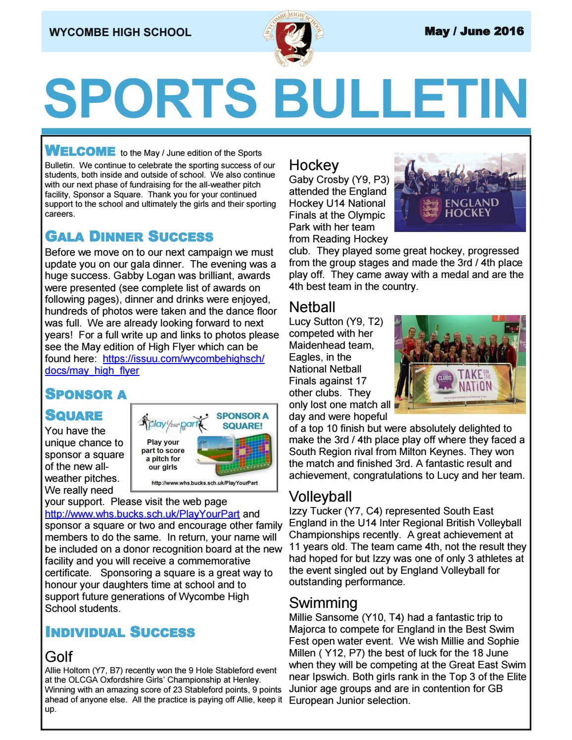 Sports bulletin may june by High School Issuu