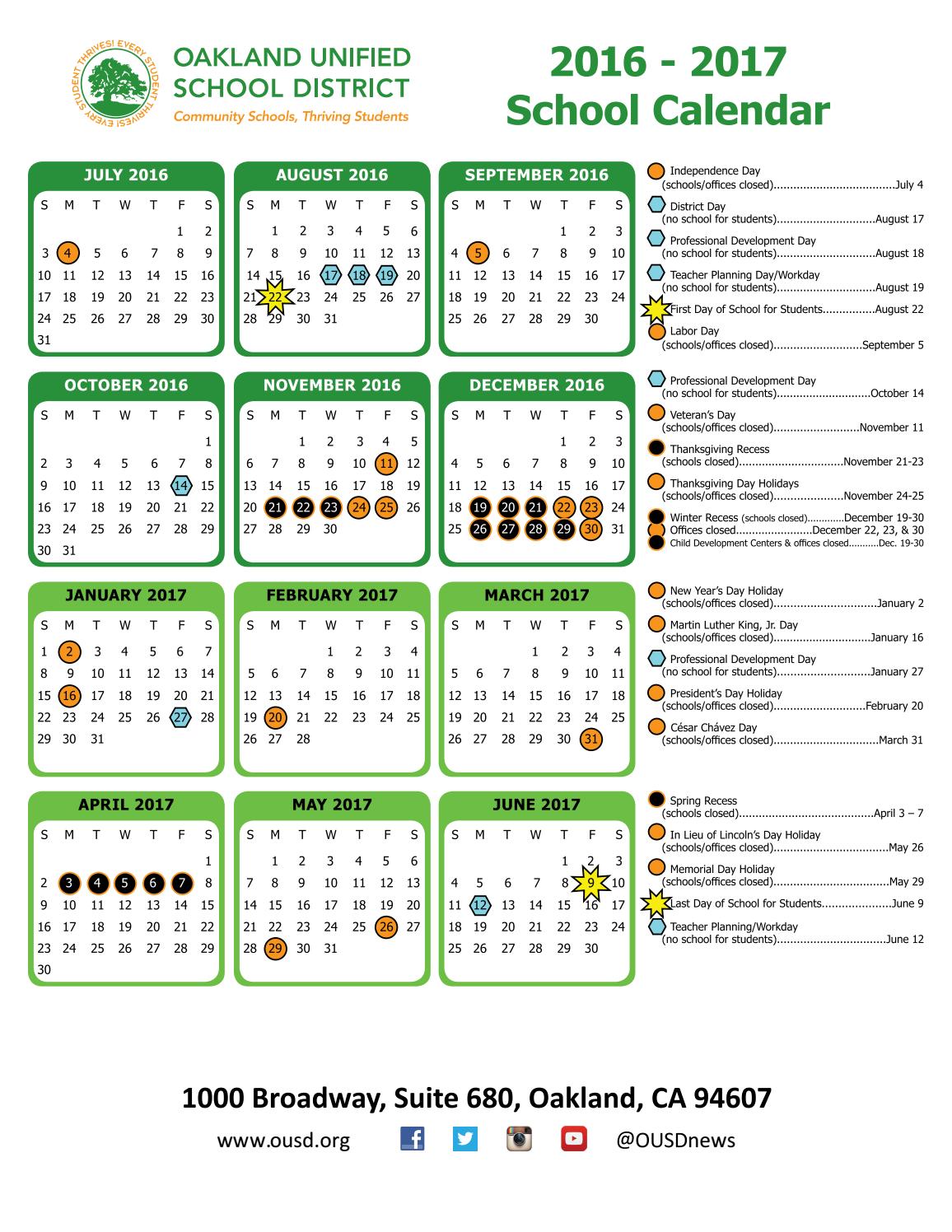 Ousd Calender Customize and Print