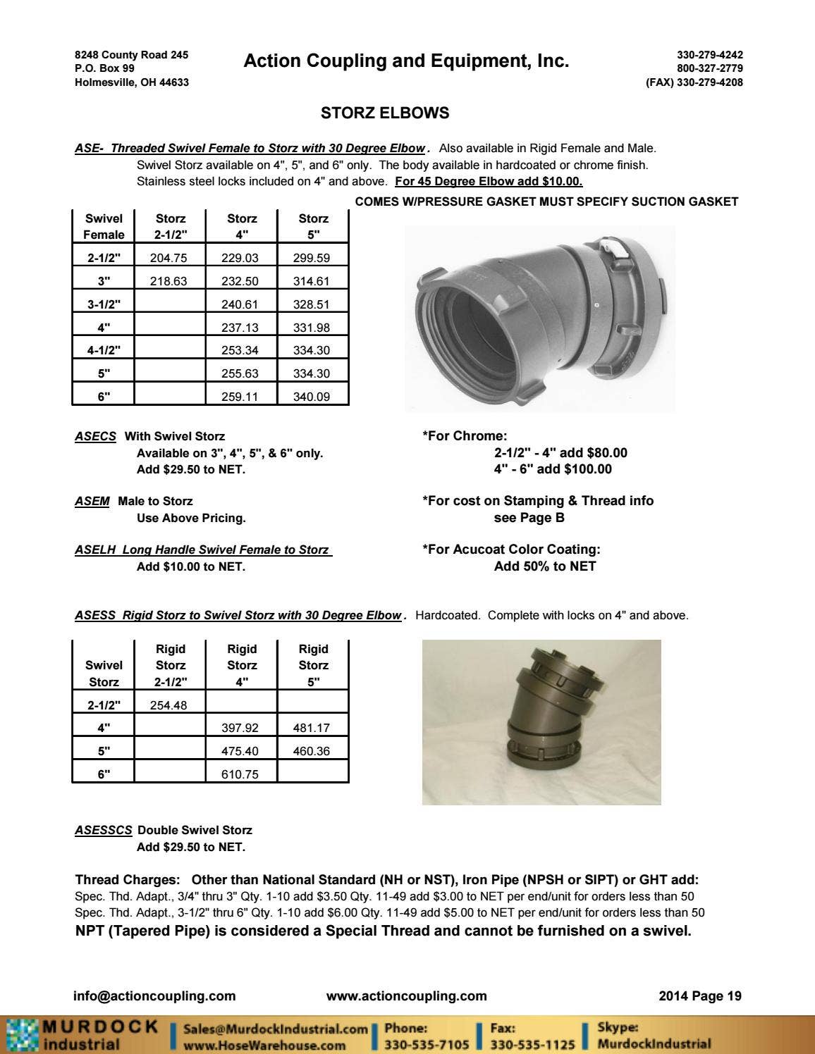 Action coupling catalog fire hydrant adapters storz aluminum brass ...