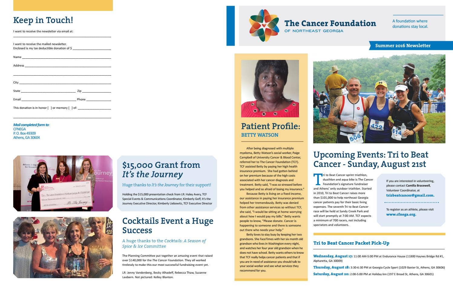The Cancer Foundation Summer 2016 Newsletter by The Cancer Foundation ...
