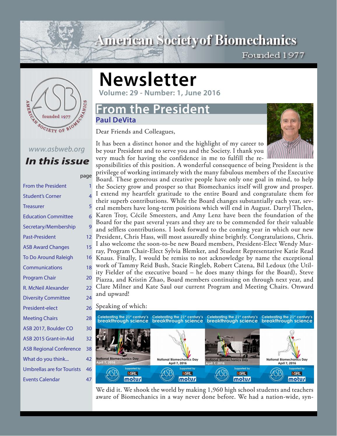 American Society of Biomechanics Newsletter by ASB web - Issuu