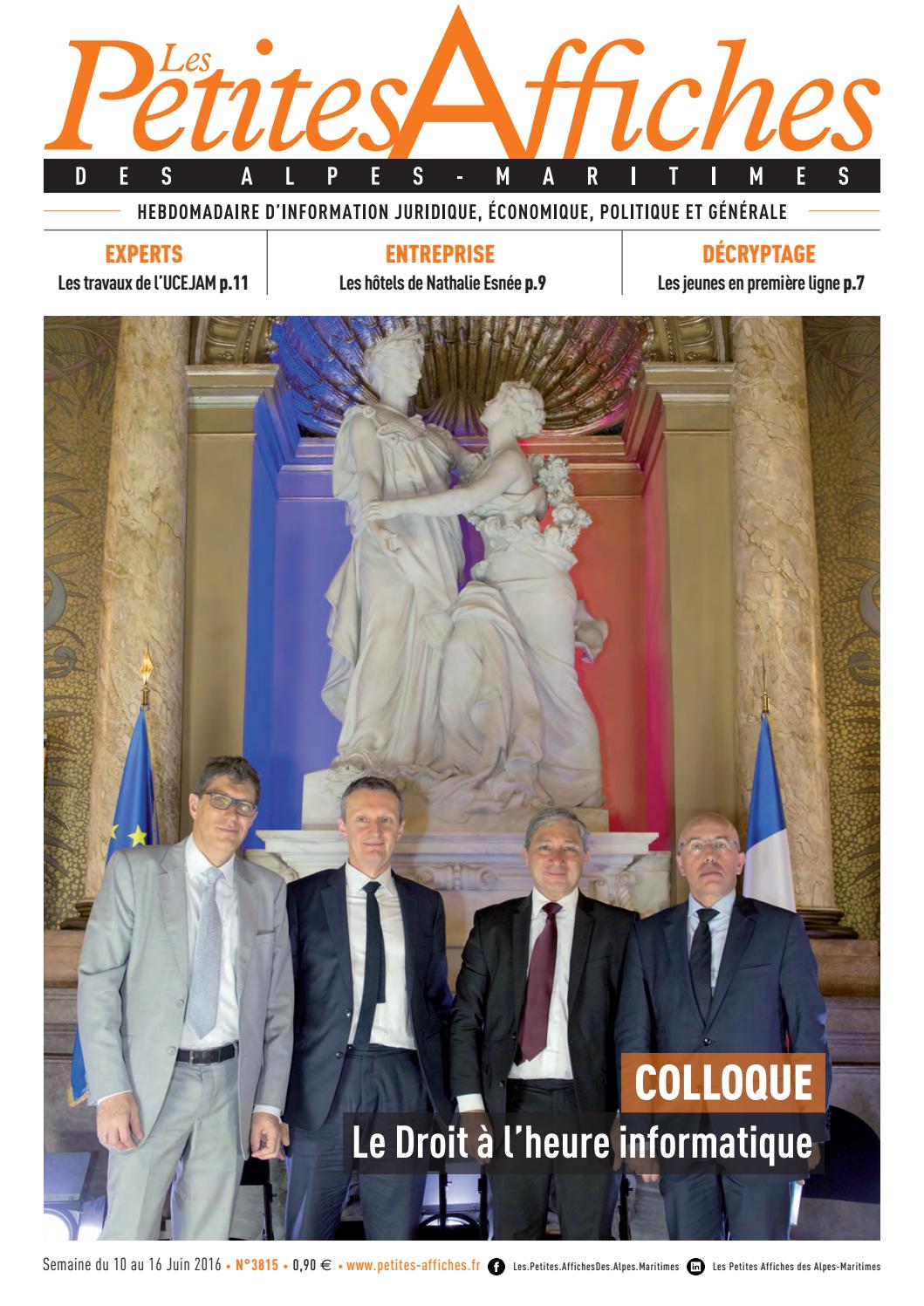 Les Petites Affiches Des Alpes Maritimes N 3815 Du 10 Au 16 Juin 16 By Les Petites Affiches Issuu