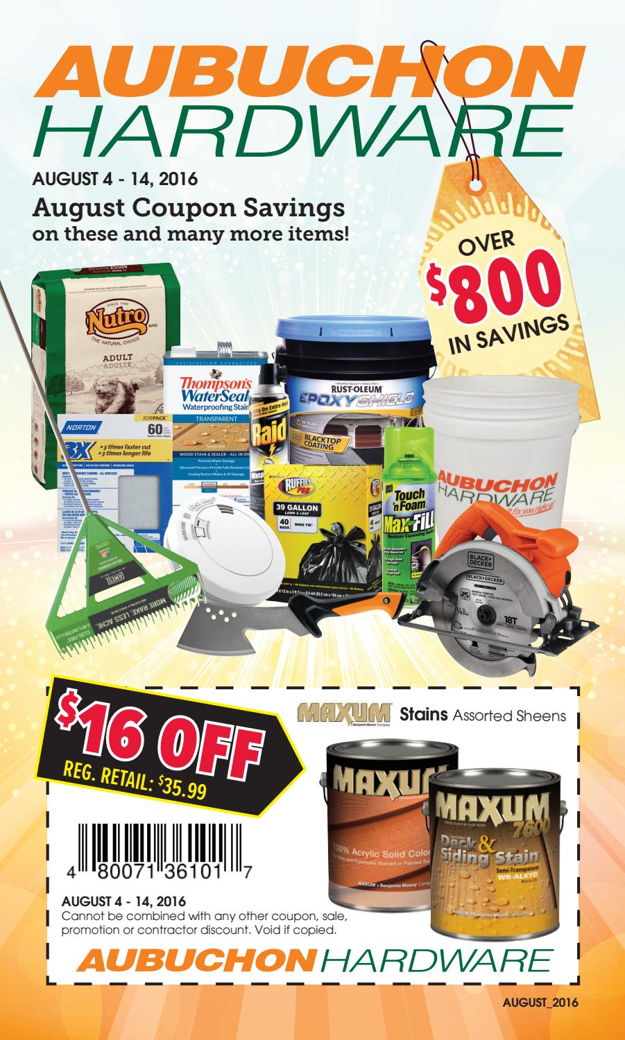 August Coupon Book 2016 by Aubuchon Hardware - Issuu