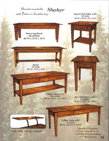 E & G Amish Furniture 2016 Ahery Woodworking 家具目录 / Occasionals / 第 18 页