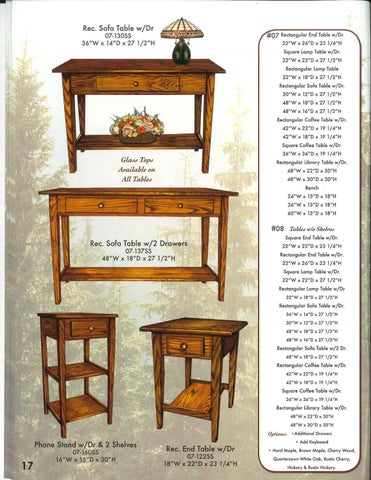 E & G Amish Furniture 2016 Ahery Woodworking 家具目录 / Occasionals / 第 19 页