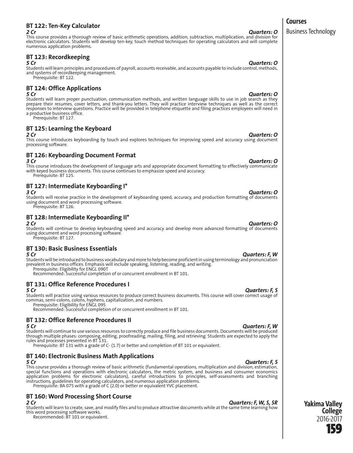20162017 YVC Course Catalog by Yakima Valley College Issuu
